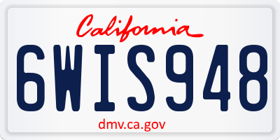 CA license plate 6WIS948
