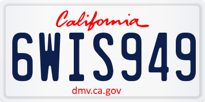 CA license plate 6WIS949