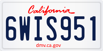 CA license plate 6WIS951
