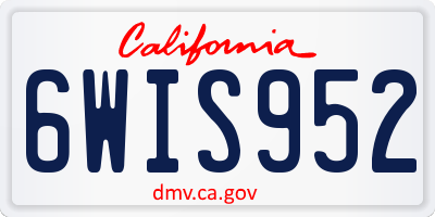 CA license plate 6WIS952