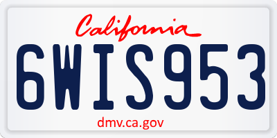 CA license plate 6WIS953