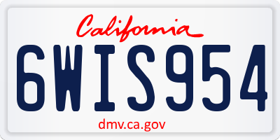 CA license plate 6WIS954