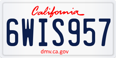 CA license plate 6WIS957