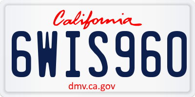 CA license plate 6WIS960