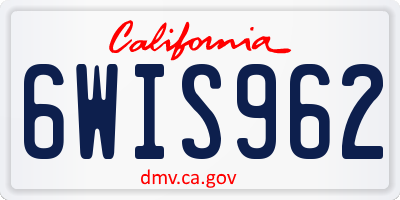 CA license plate 6WIS962