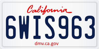 CA license plate 6WIS963