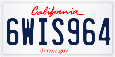 CA license plate 6WIS964
