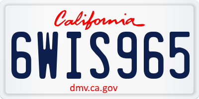 CA license plate 6WIS965