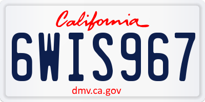 CA license plate 6WIS967