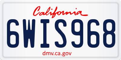 CA license plate 6WIS968