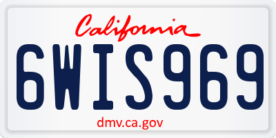 CA license plate 6WIS969