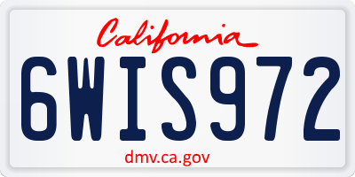 CA license plate 6WIS972
