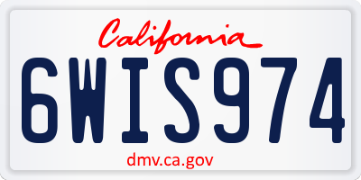 CA license plate 6WIS974