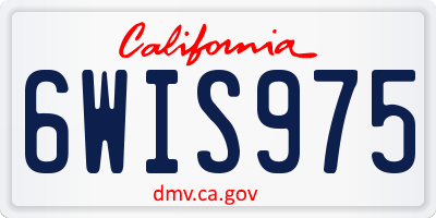 CA license plate 6WIS975