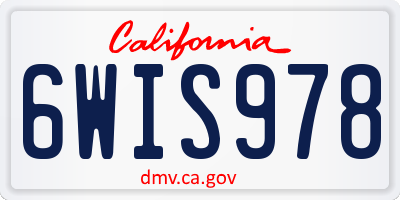 CA license plate 6WIS978