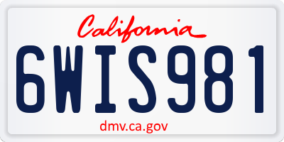 CA license plate 6WIS981
