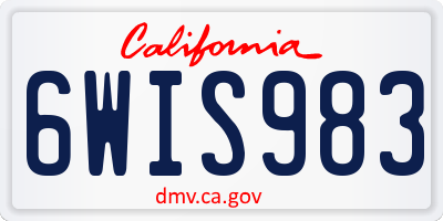 CA license plate 6WIS983