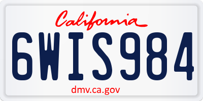 CA license plate 6WIS984