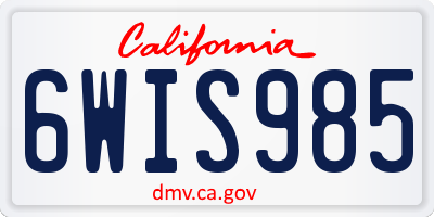 CA license plate 6WIS985