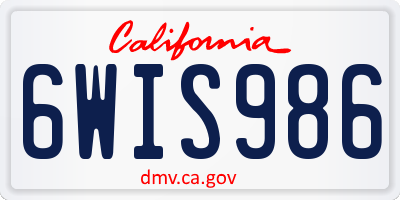 CA license plate 6WIS986
