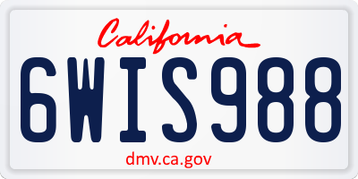 CA license plate 6WIS988