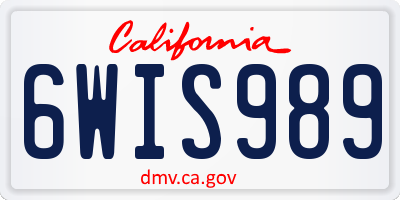 CA license plate 6WIS989