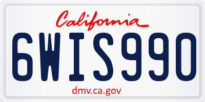 CA license plate 6WIS990
