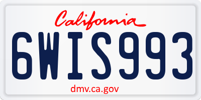 CA license plate 6WIS993