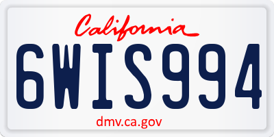 CA license plate 6WIS994