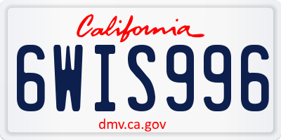 CA license plate 6WIS996
