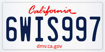 CA license plate 6WIS997