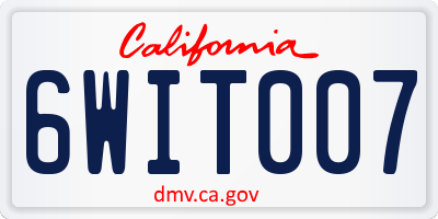 CA license plate 6WIT007