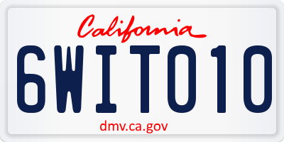 CA license plate 6WIT010