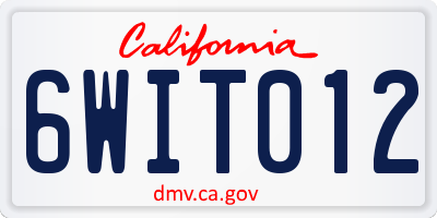 CA license plate 6WIT012