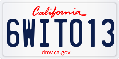 CA license plate 6WIT013