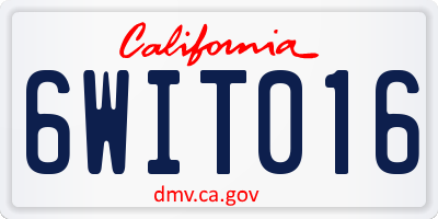 CA license plate 6WIT016