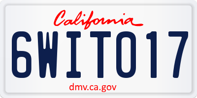 CA license plate 6WIT017