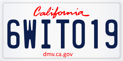 CA license plate 6WIT019