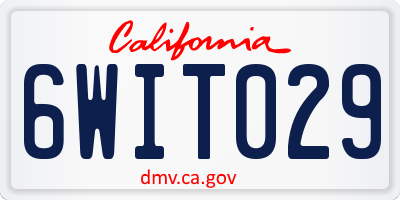 CA license plate 6WIT029
