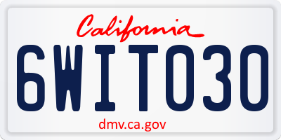 CA license plate 6WIT030