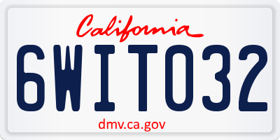 CA license plate 6WIT032