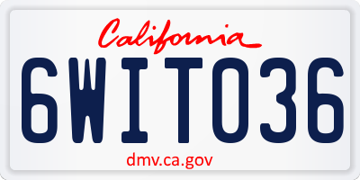 CA license plate 6WIT036