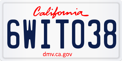 CA license plate 6WIT038