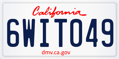 CA license plate 6WIT049