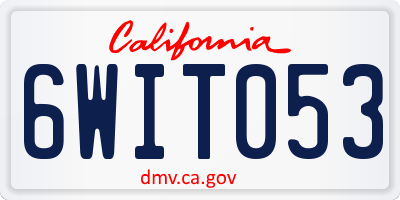 CA license plate 6WIT053
