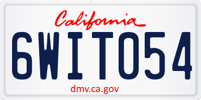 CA license plate 6WIT054
