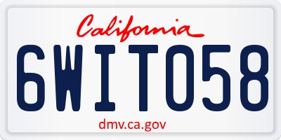 CA license plate 6WIT058