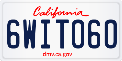 CA license plate 6WIT060