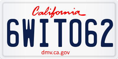 CA license plate 6WIT062