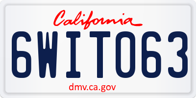CA license plate 6WIT063